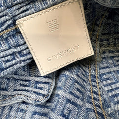 Givenchy 4G Jacquard Denim Mens 34x34 Blue Oversized Fit Light Wash Monogram Pants
