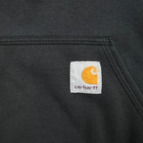 Carhartt Hoodie Mens Large Black Loose Fit Faded Workwear Hooded Sweatshirt