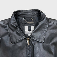 Vintage 90s Pelle Cuir Leather Jacket Mens 2XL Black Genuine Leather Quilted Lined