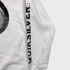 Vintage Y2K Quiksilver Sweatshirt Mens Small White Surf Skater Graphic Pullover