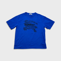 Burberry T Shirt Mens 2XL Blue Abstract Equestrian Knight Graphic Tee