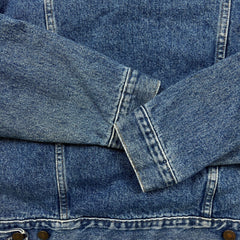 Vintage 90s Gap Denim Jacket Mens Medium Blue Lined Medium Wash USA Jean Trucker