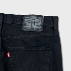 Levi's 512 Jeans Men 34x32 Black Slim Taper Leg Dark Wash Distress Stretch Denim Pants