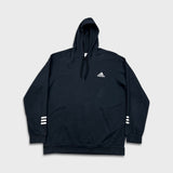 Adidas Essentials Hoodie Mens XL Black Stripe Lightweight Hooded Sweater