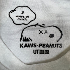 KAWS x Uniqlo x Peanuts Joe Kaws Yawn Outline Tee Mens Small White Graphic Tee
