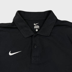 Nike Sportswear Polo Shirt Mens Large Black Pique Cotton Golf Short Sleeve