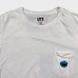 KAWS x Uniqlo x Sesame Street Cookie Monster Pocket Tee Mens Large White T Shirt