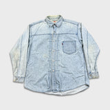 Vintage 90s Levi's Denim Shirt Mens Large Blue Red Tab Light Wash Button Up