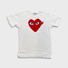 Comme des Garcons Play T Shirt Mens XS White CDG Play Heart Short Sleeve Tee