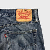 Vintage Y2K Levi's 514 Jeans Mens 32x30 Blue Slim Straight Fit Distressed Dark Wash Faded Pants