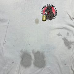 Vintage 1992 Beaver Brand Condoms T Shirt Mens Large White USA Single Stitch Humour