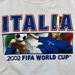 Vintage 2002 FIFA World Cup Italia T Shirt Mens Small White Italy Soccer Tee