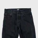 Carhartt WIP Jeans Mens 29x34 Black Klondike Faded Dark Wash Slim Tapered Denim Pants