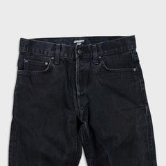 Carhartt WIP Jeans Mens 29x34 Black Klondike Faded Dark Wash Slim Tapered Denim Pants