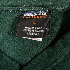 Vintage 90s Patagonia Capilene Fleece Mens Large Green Button Up Jacket
