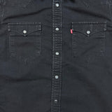 Levi's Denim Shirt Mens Medium Black Dark Wash Casual Western Pearl Snap