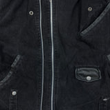 Vintage Y2K Harley Davidson Denim Jacket Womens Medium Black Motorcycle Biker Bomber