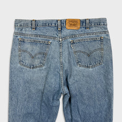 Vintage 90s Levi's 547 Jeans Mens 38x30 Blue Light Wash White Tab Straight Leg Relaxed Fit Denim