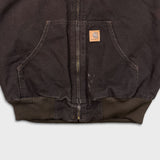 Carhartt Jacket Mens Small Brown J130 Duck Canvas Quilted Lined Faded Workwear