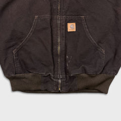 Carhartt Jacket Mens Small Brown J130 Duck Canvas Quilted Lined Faded Workwear