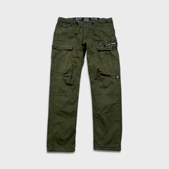 G-Star Raw 3301 Pants Mens 34x33 Green Regular Taper Leg Cuff Cargo Trouser