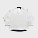 Vintage 90s Nike Athletics 1/4 Zip Sweatshirt Mens Medium White Swoosh Pullover