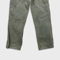 Carhartt Pants Mens 32x32 Green Distress Original Dungaree Fit Workwear Carpenter