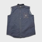 Vintage Y2K Harley Davidson Vest Mens XL Gray Skull Denim Jacket