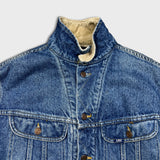 Vintage 90s Lee Storm Rider Denim Jacket Mens Large Blue Light Wash Blanket Lined Trucker Western