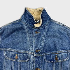 Vintage 90s Lee Storm Rider Denim Jacket Mens Large Blue Light Wash Blanket Lined Trucker Western