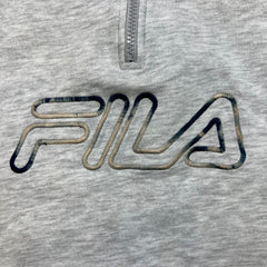 Vintage 90s Fila Sweatshirt Mens XL Gray Athletic 1/4 Zip Spell Out Pullover