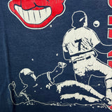 Vintage 1990 Cleveland Indians T Shirt Mens XL Blue USA Single Stitch Sun Faded MLB Tee