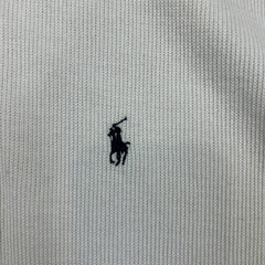 Vintage 90s Polo Ralph Lauren Long Sleeve Mens Large White Waffle Knit Sweatshirt