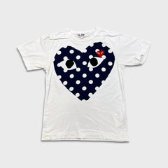 Comme des Garcons Play T Shirt Mens Small White CDG Play Polka Dot Heart Tee