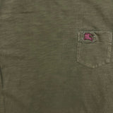 Burberry Brit T Shirt Mens Small Green Slub Cotton Pocket Metallic Knight Tee