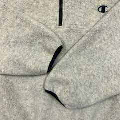 Vintage Y2K Champion Fleece Mens Medium Beige C Logo 1/4 Zip Outdoor Jacket Pullover