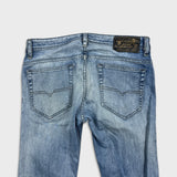 Diesel Jeans Mens 32x31 Blue Thavar Slim Skinny Light Wash Distressed Denim Pants