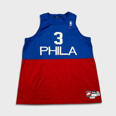 Vintage 90s Nike Allen Iverson Philadelphia 76ers Jersey Mens 2XL Blue Stitched NBA