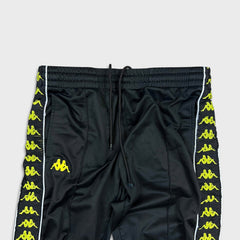 Kappa Track Pants Mens Medium Black Side Tape Athletic Taper Leg Gym Jogger