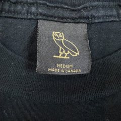 October's Very Own Long Sleeve Shirt Mens Medium Black OVO Collegiate Spell Out Tee