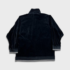 Vintage Y2K Nike Air Sweatshirt Mens Large Black Sportswear Swoosh Full Zip Velour Track Top