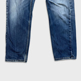 Levi's 505 Jeans Mens 34x30 Blue Regular Fit Straight Leg Distress Dark Wash Pants
