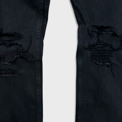 Levi's 512 Jeans Men 34x32 Black Slim Taper Leg Dark Wash Distress Stretch Denim Pants