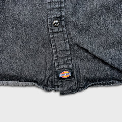 Dickies Denim Shirt Mens 2XL Black Dark Wash Casual Western Button Up