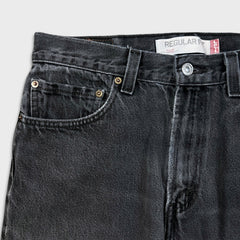 Vintage Y2K Levi's 505 Jeans Mens 33x32 Black Regular Fit Straight Leg Dark Wash Faded Denim Pants