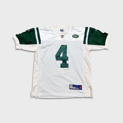 Vintage 2008 Reebok Brett Favre #4 New York Jets Jersey Mens Large White Stitched NFL Football