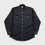 Levi's Denim Shirt Mens Small Black Red Tab Stone Wash Casual Western Button Up