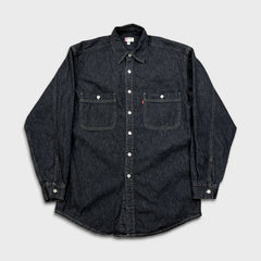 Levi's Denim Shirt Mens Small Black Red Tab Stone Wash Casual Western Button Up