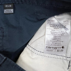 Carhartt Pants Mens 30x30 Blue Loose Fit Carpenter Workwear Hammer Loop Canvas