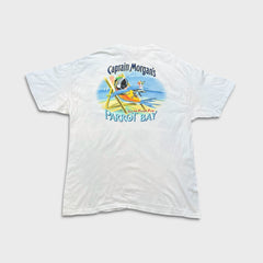 Vintage Y2K Captain Morgan Rum T Shirt Mens XL White Taste The Tropics Double Sided Tee